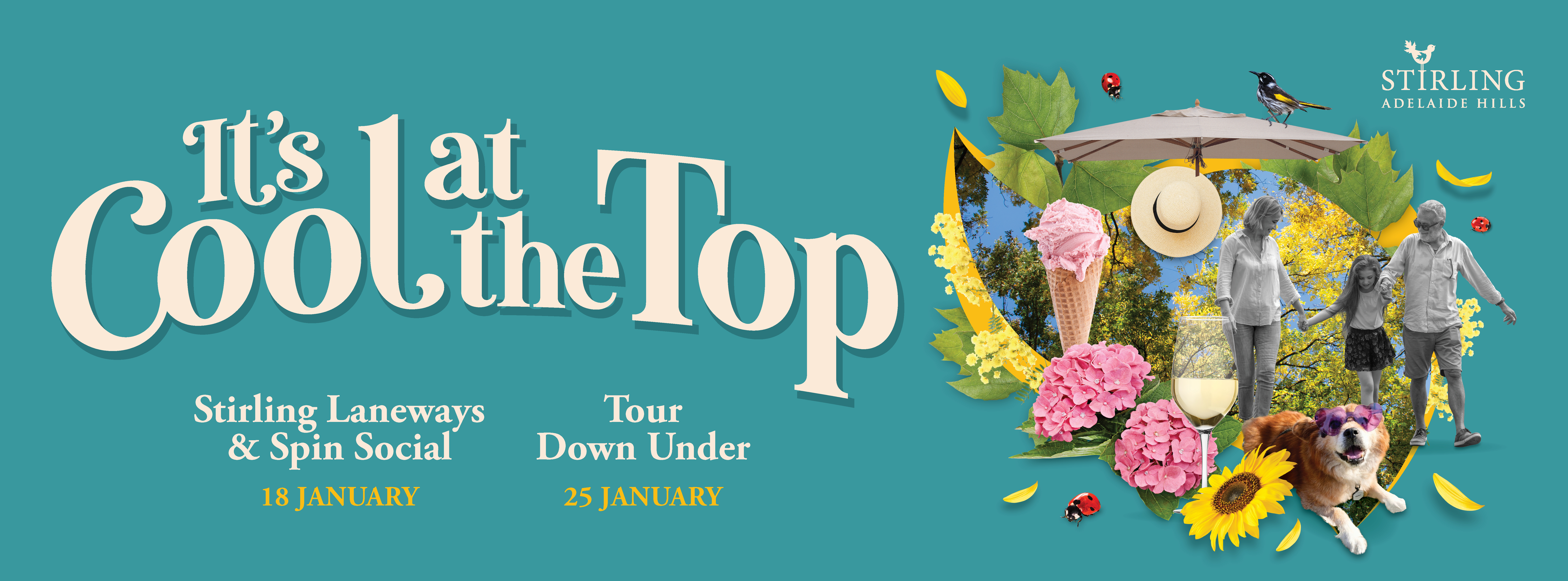 Visit Stirling Adelaide Hills Summer Escape. Tour Down Under 2026 Final Event